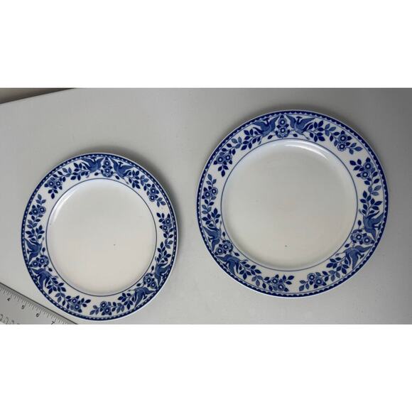 Vintage Pair Nippon Blue Phoenix Birds Royal Sometuke Plates Two 8 1/2” EUC - Picture 9 of 10